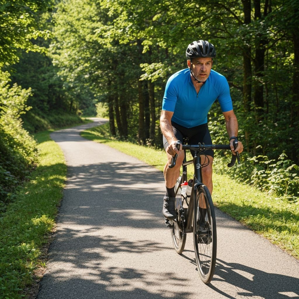Active man cycling outdoors